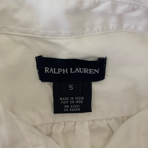 Ralph Lauren girls ruffle button down- size 5 - Picture 4 of 5